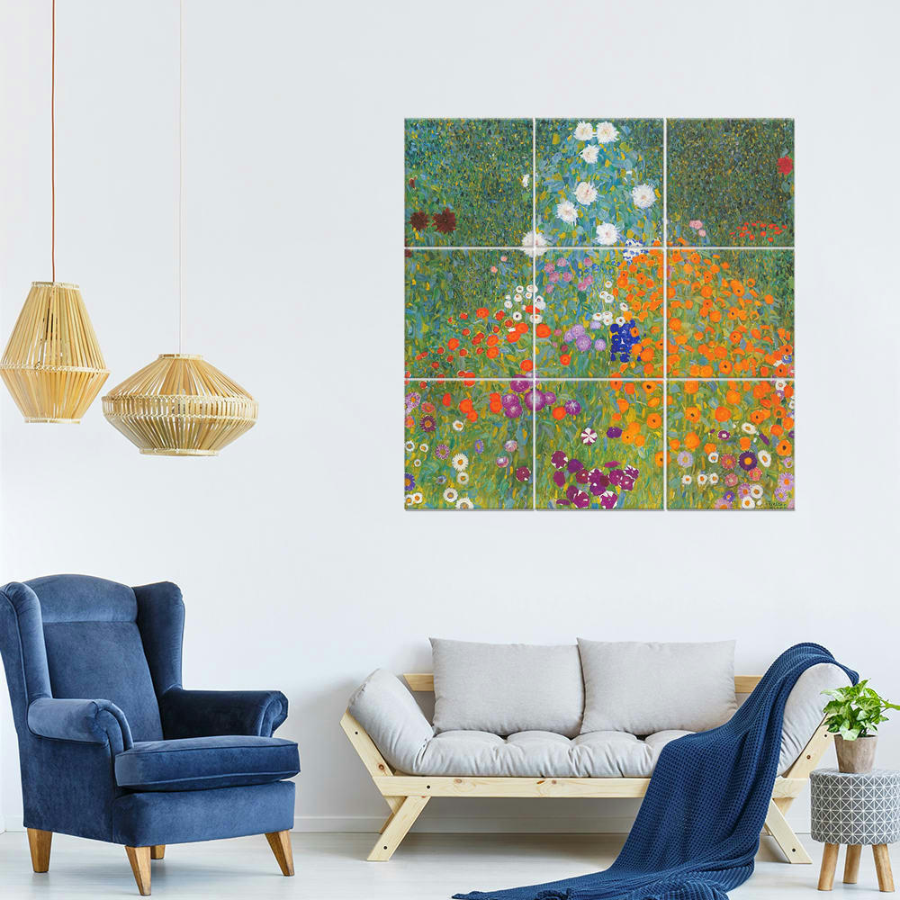 - Tableau Jardin De Fleurs - Gustav Klimt 150x150cm