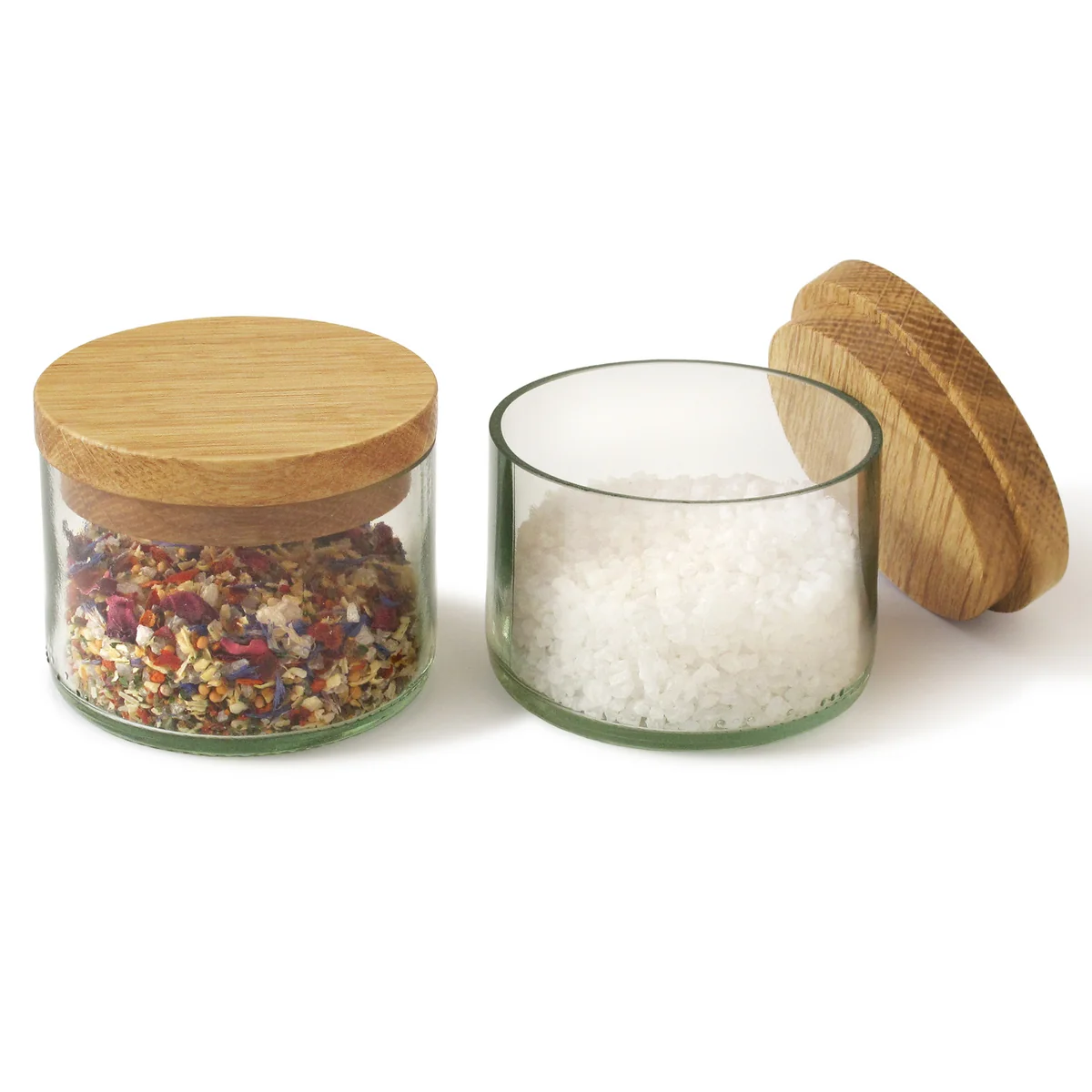 side by side - Salz & Kräuterdosen (2er-Set), Eiche / Glas