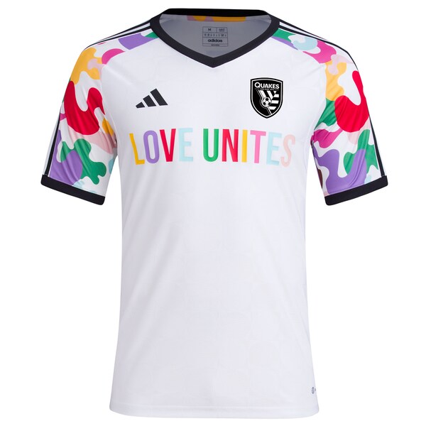 San Jose Earthquakes adidas 2024 Pride Pre-Match Top - White