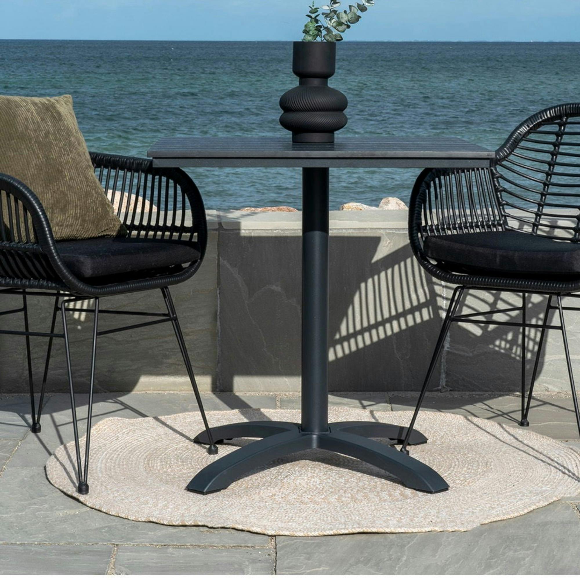 Tapis rond d’extérieur en plastique recyclé Ø120 cm - teinte sable MENDOZA