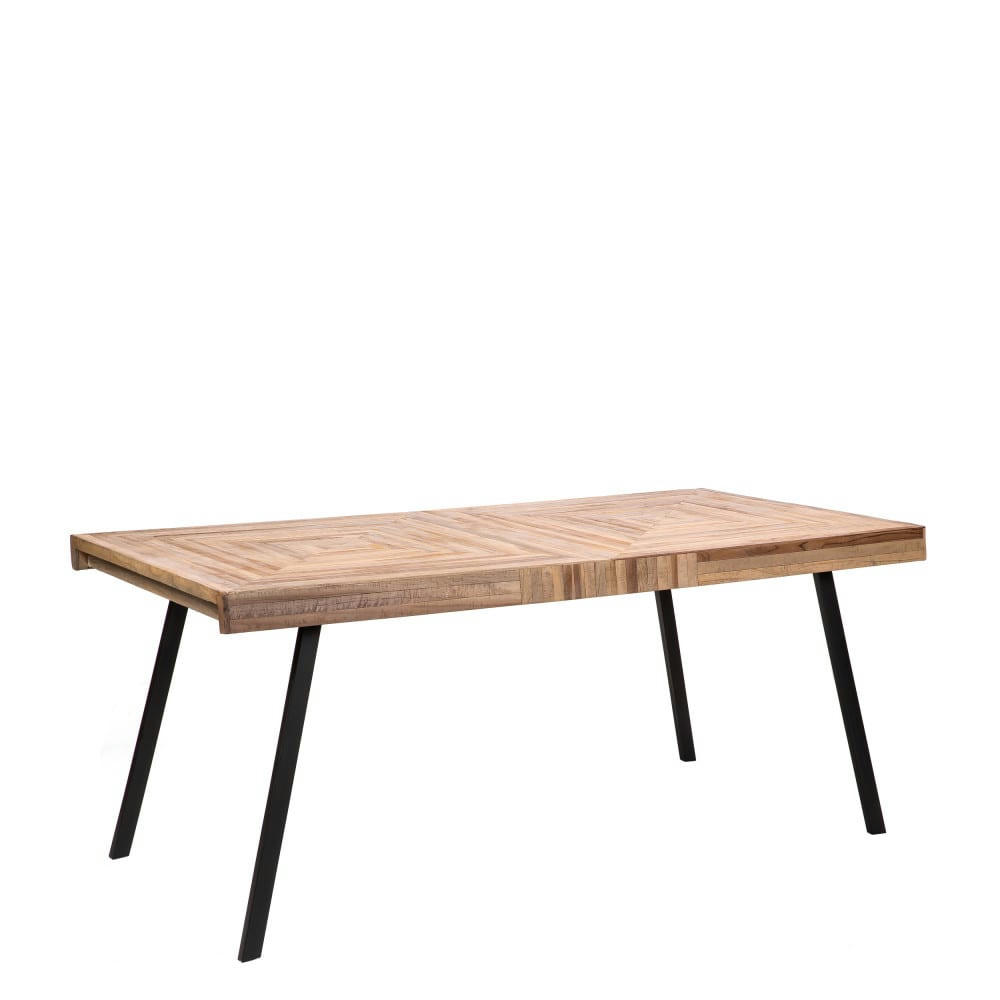 PAMENANG - Table à manger en métal et teck recyclé 200x90cm bois