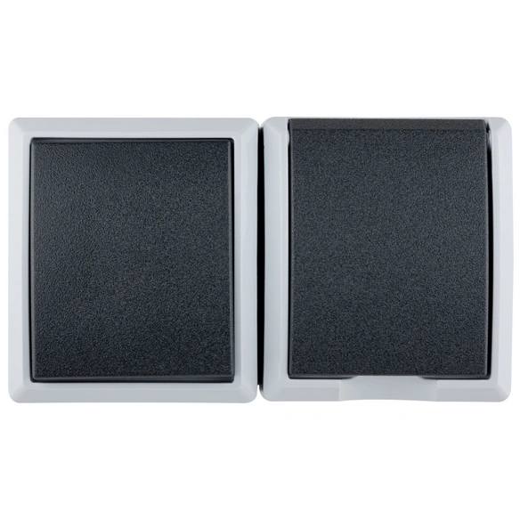 Wechselschalter und Steckdose, AquaForm, Kunststoff, Grau, 1-fach
