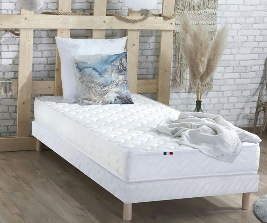 ENSEMBLE SPECTRE - Ensemble matelas ressorts fermes sommier blanc 90x190