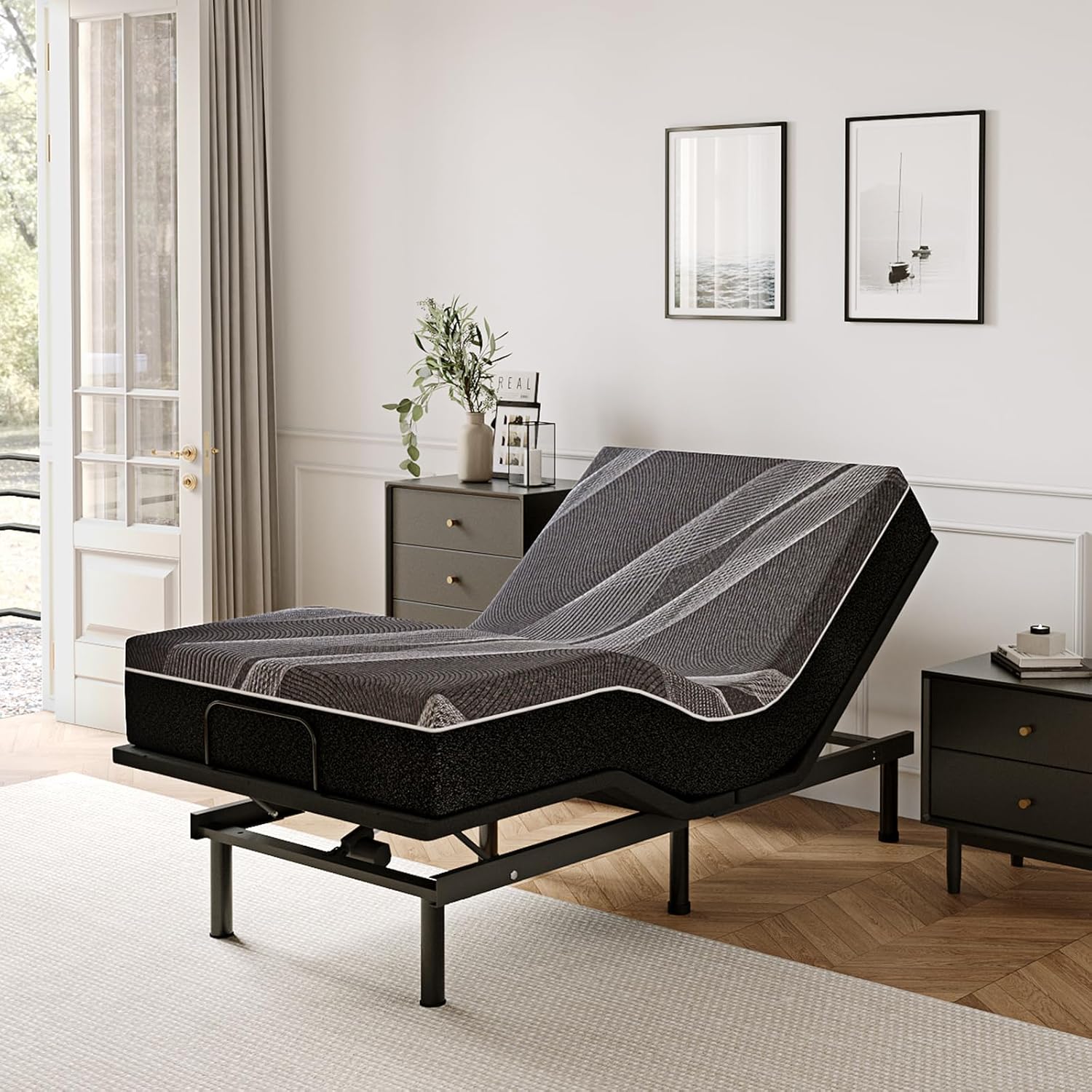 Dyonery Twin XL Adjustable Bed Base Frame with Wireless Remote + 12 Inch Twin XL Gel Memory Foam Mattress Bed in a Box, Head and Foot Incline, Zero Gravity, Fiberglass Free, 80 × 38