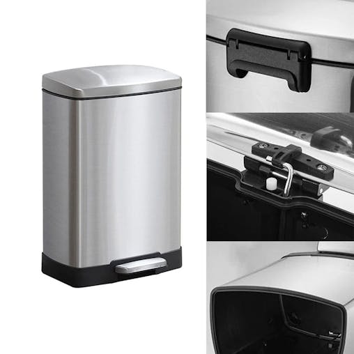 SOGA 4-Pack 12L Silver Stainless Steel Foot Pedal Trash Bin