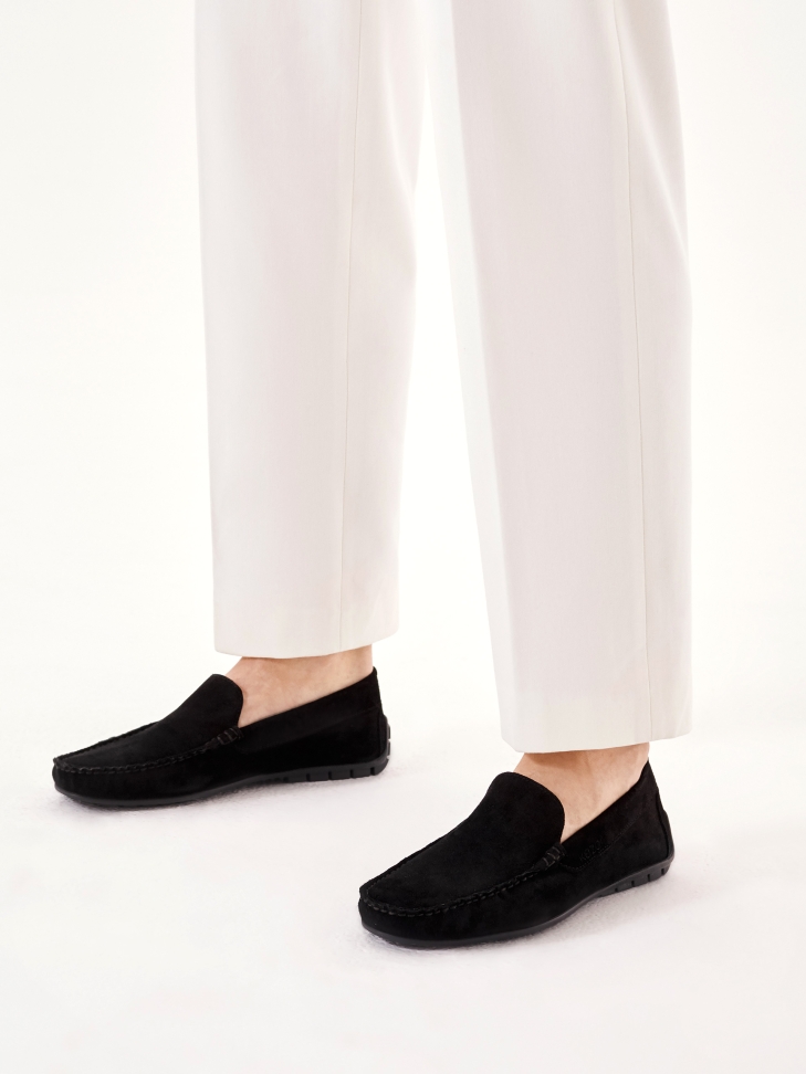 Men's suede black moccasins