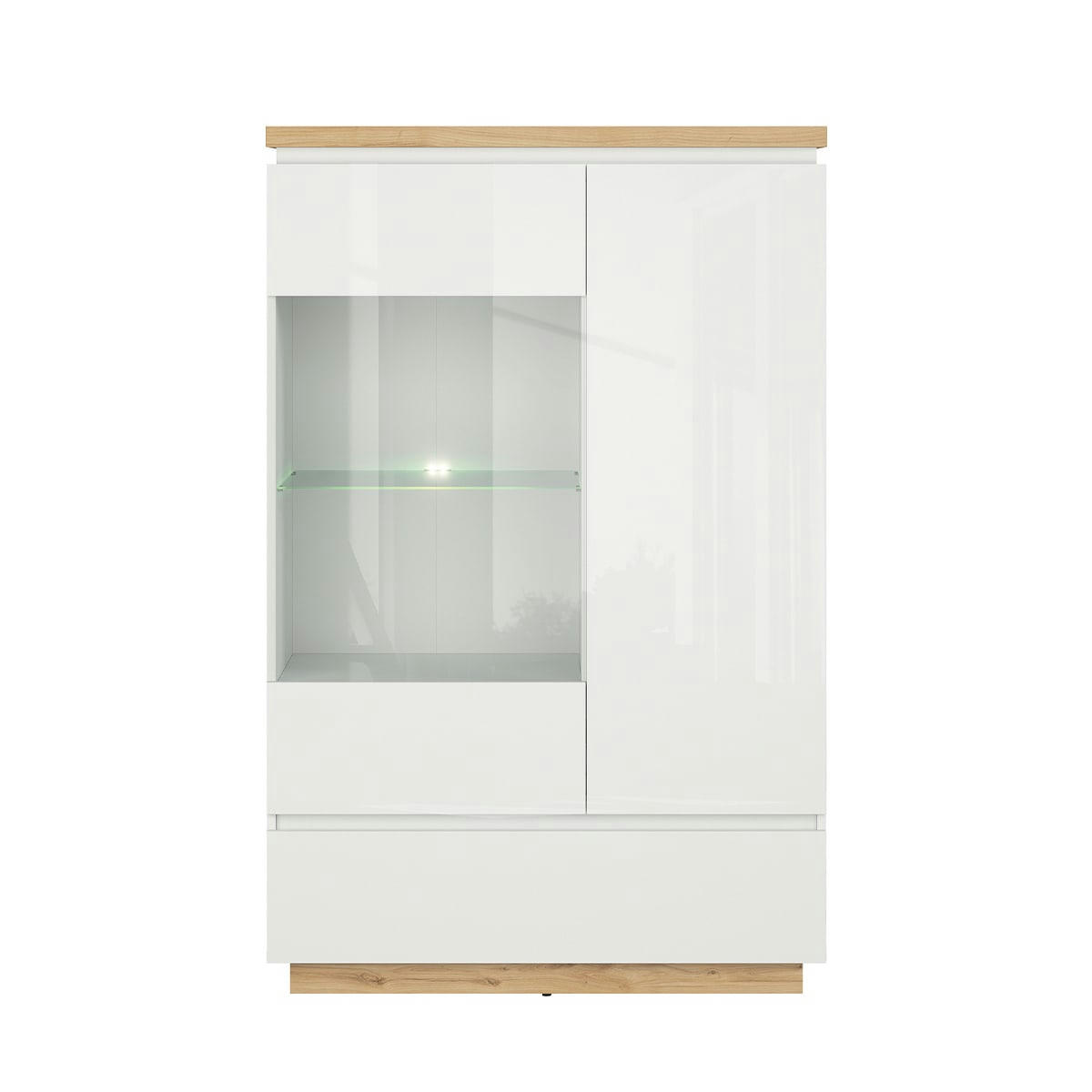 - Vitrine 2 portes 1 tiroir blanche laqué