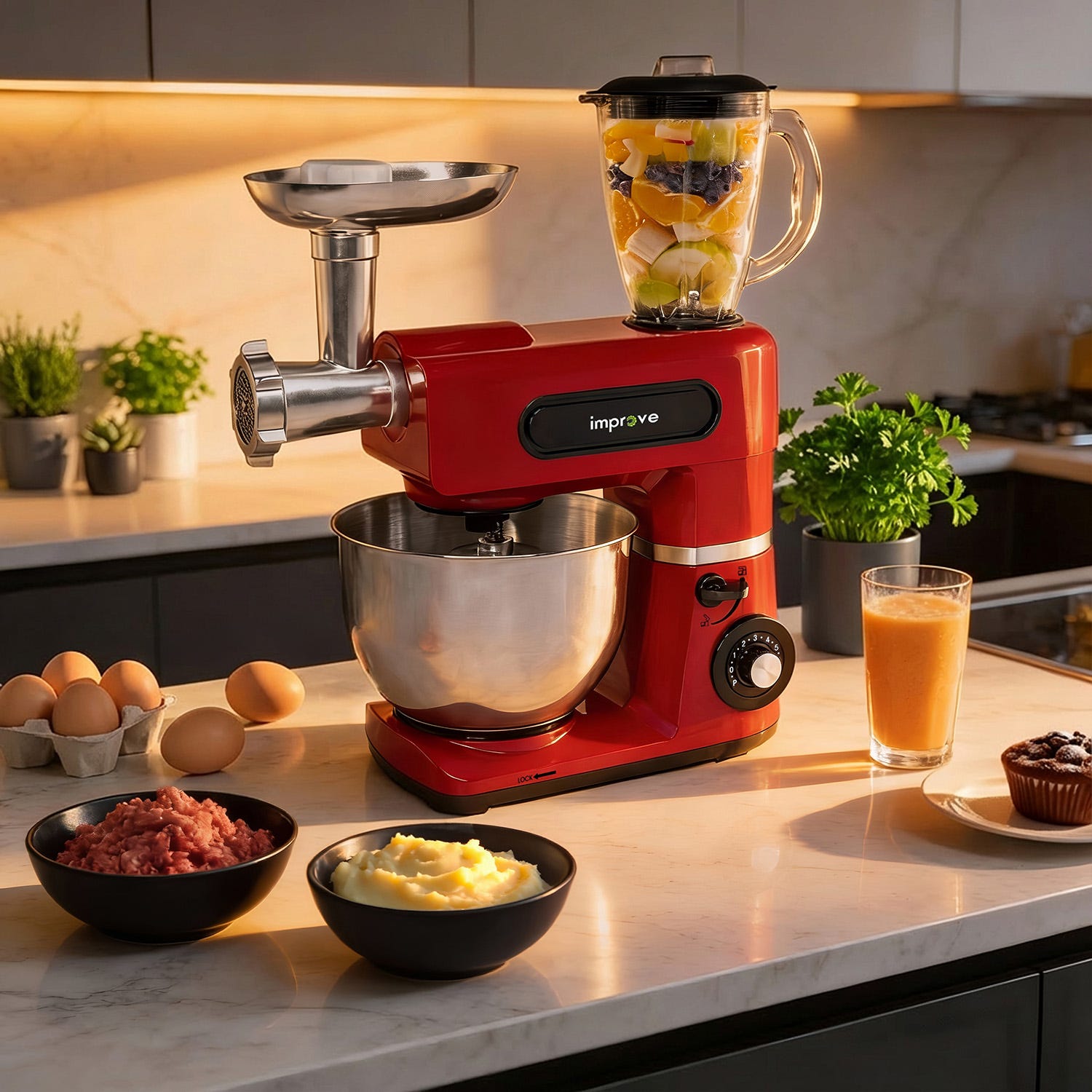 Impastatrice planetaria con tritacarne e frullatore 1500 W