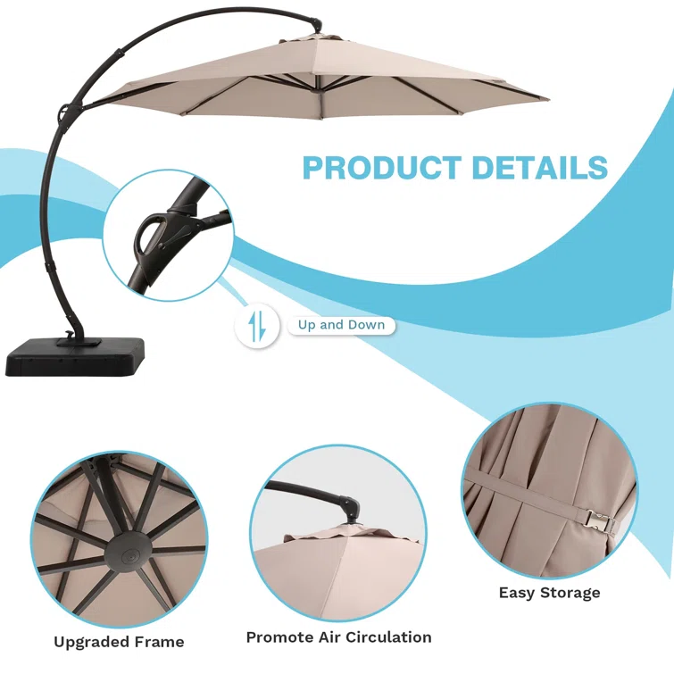 Ebonique Cantilever Umbrella with Base Included