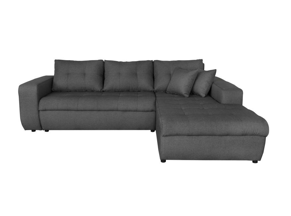SUZIE - Canapé d'angle droit convertible en tissu gris foncé