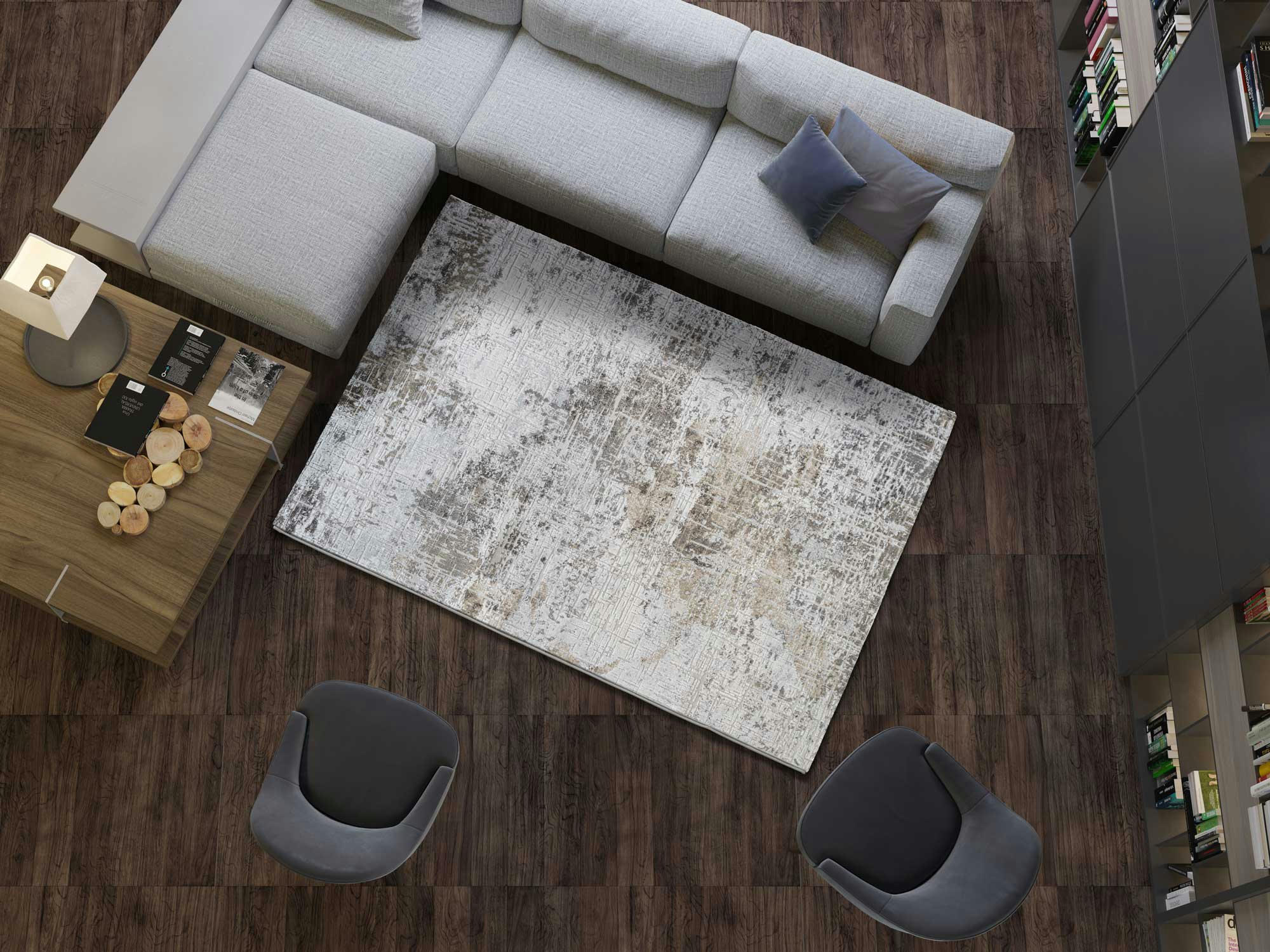 ARLETTE - Tapis vintage en viscose beige, 095X140 cm