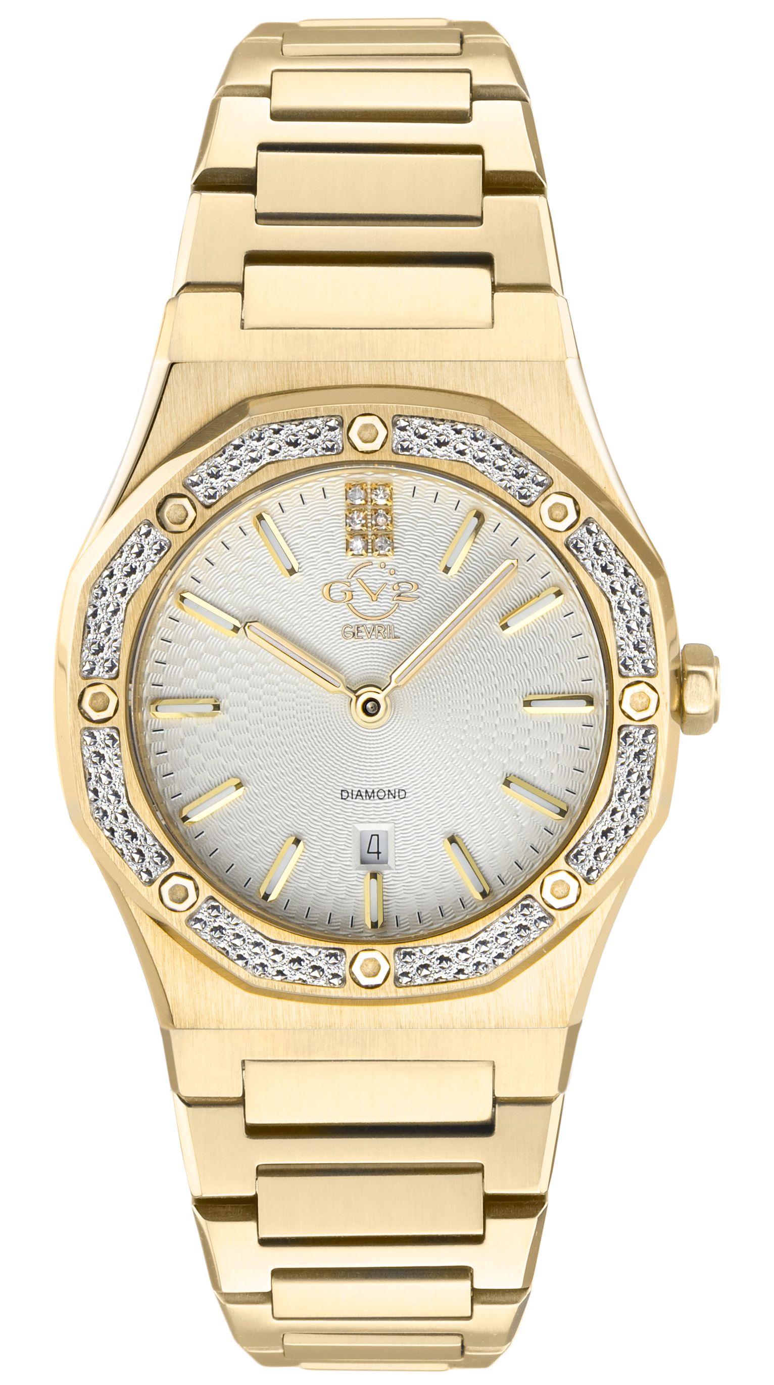 GV2 Palmanova Silver Dial yellow gold Swiss Quartz  Watch