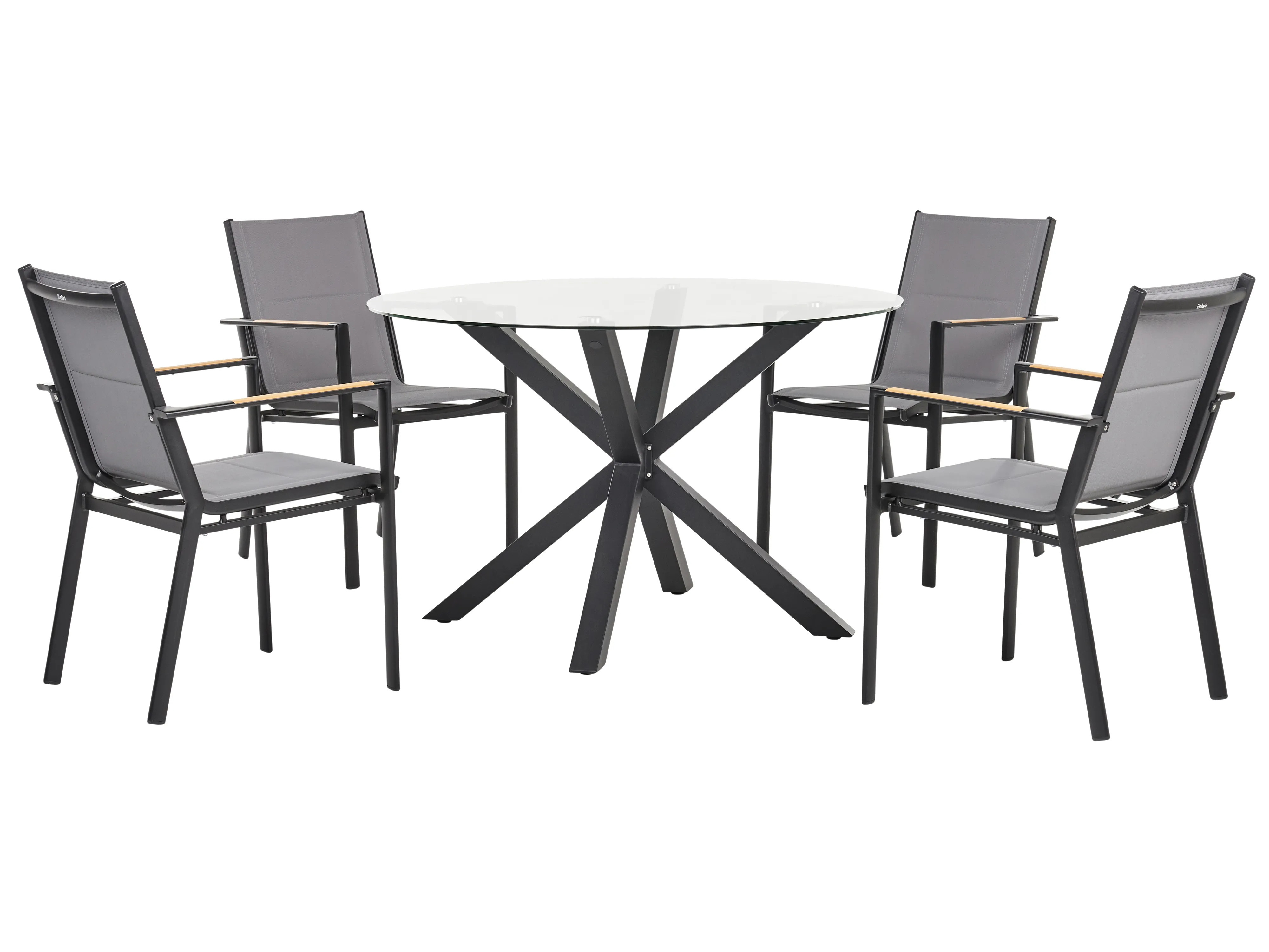 Garden Dining Set 4 Seater MALETTO/BUSSETO Glass Black