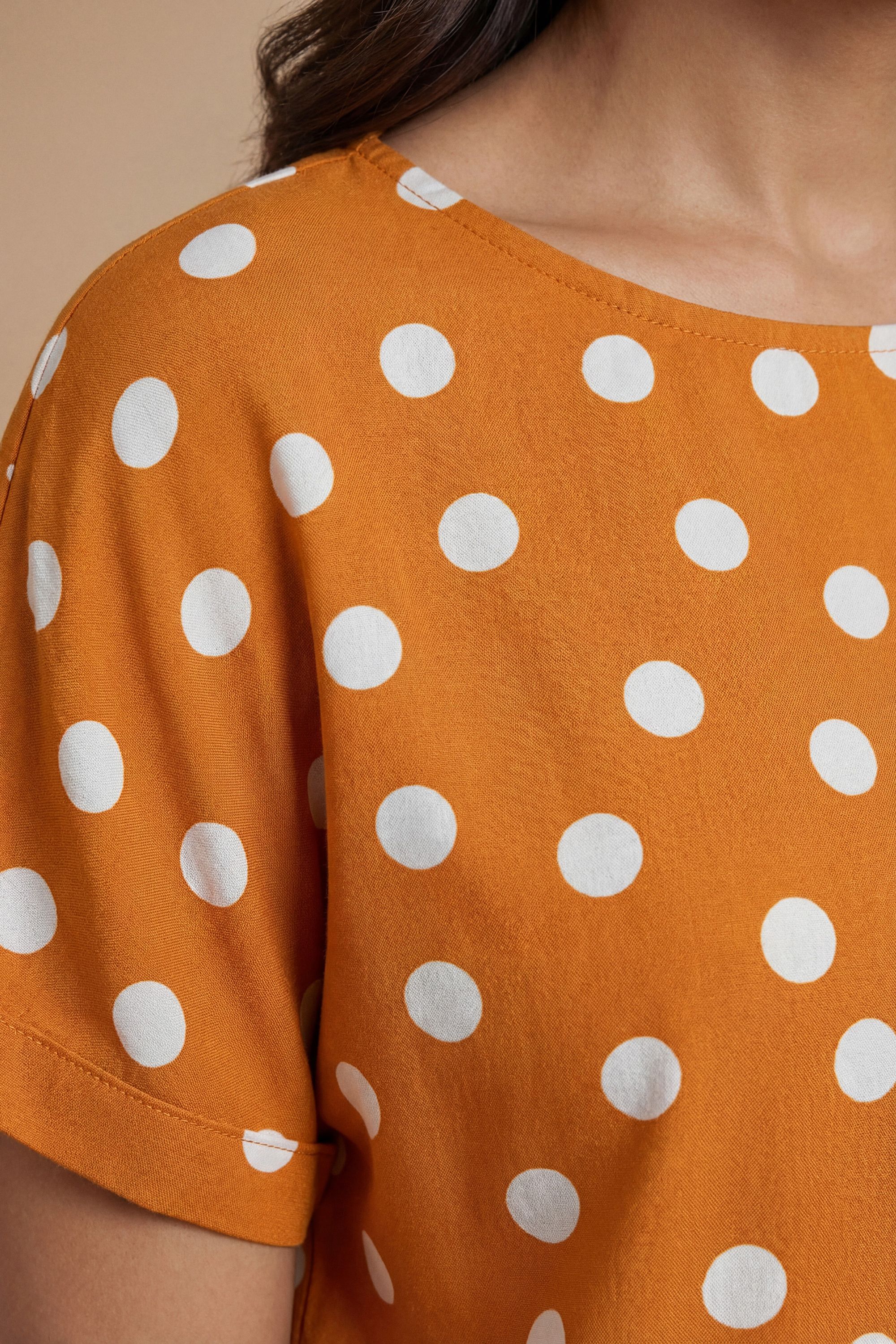 Dorothy Perkins Orange Spot Printed Roll Sleeve Blouse
