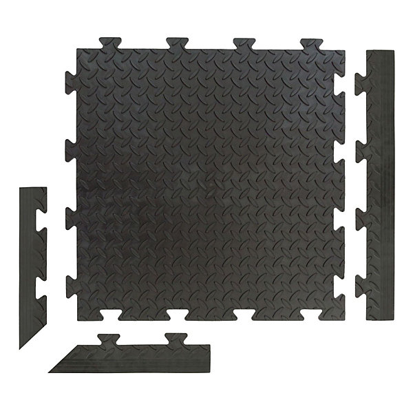 Bordure Male pour Dalle PVC noire Clipsable Sol Antidérapant Carré Garage Atelier PS50CRN/M Art Plast
