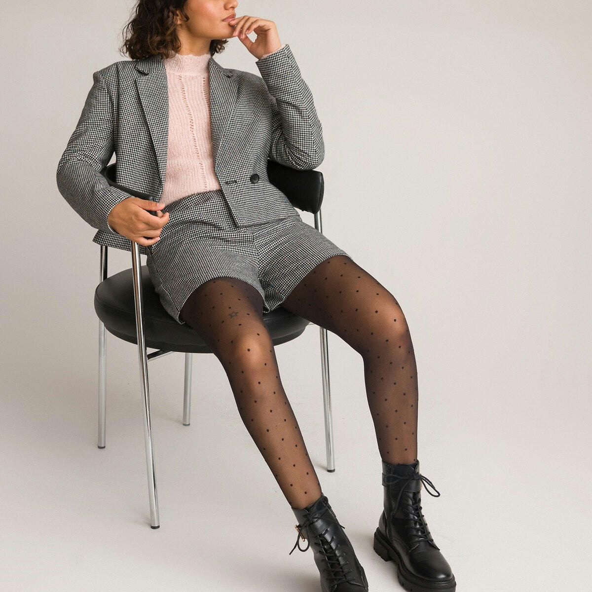 Short motif pied-de-poule