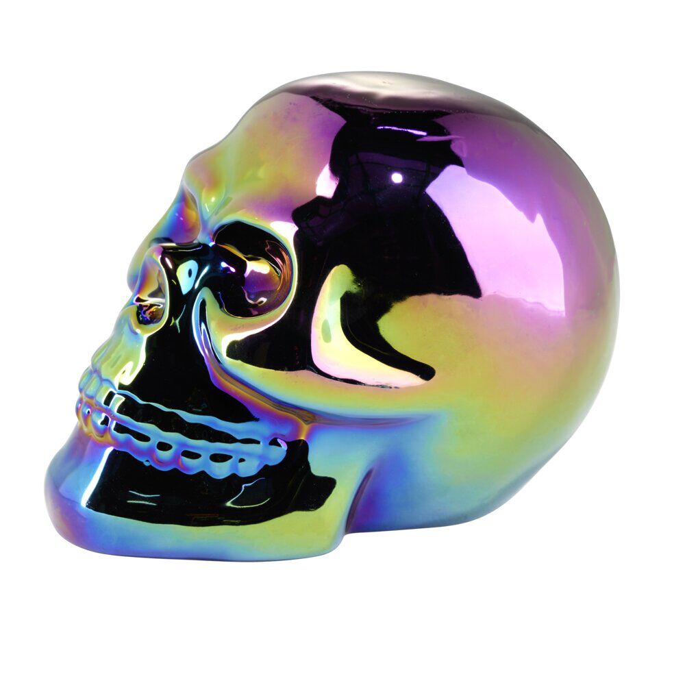 Décoration Halloween à poser Spirit crâne céramique iridescent 15x12xH11cm