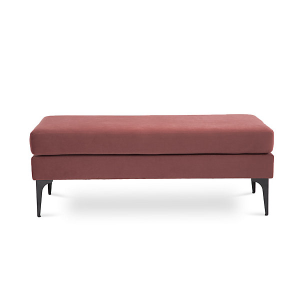 Banc/bout de lit MAX velours vieux rose