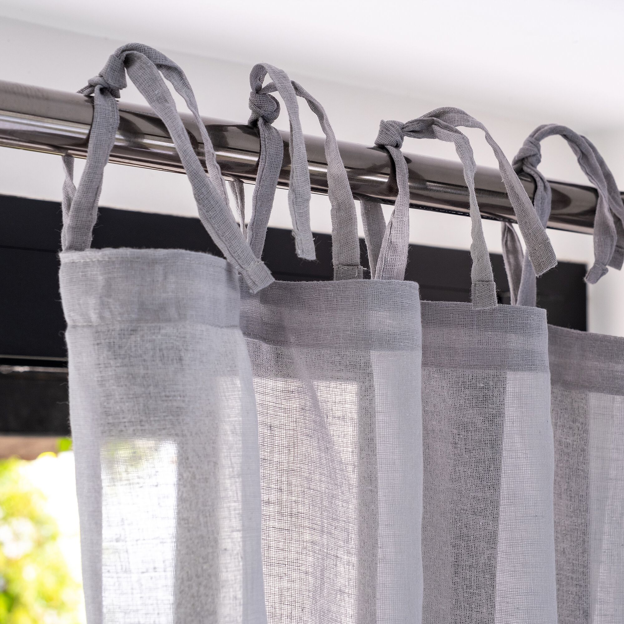 LOLA - Voilage à nouettes en coton 105x250cm - gris