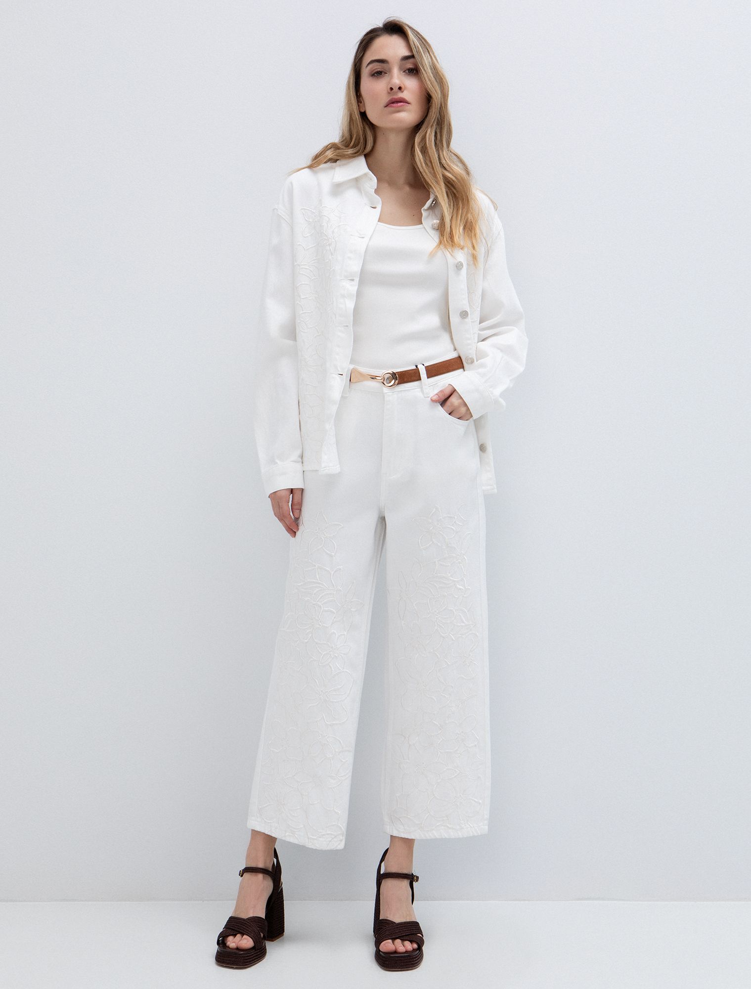 Denim πουκάμισο με κέντημα