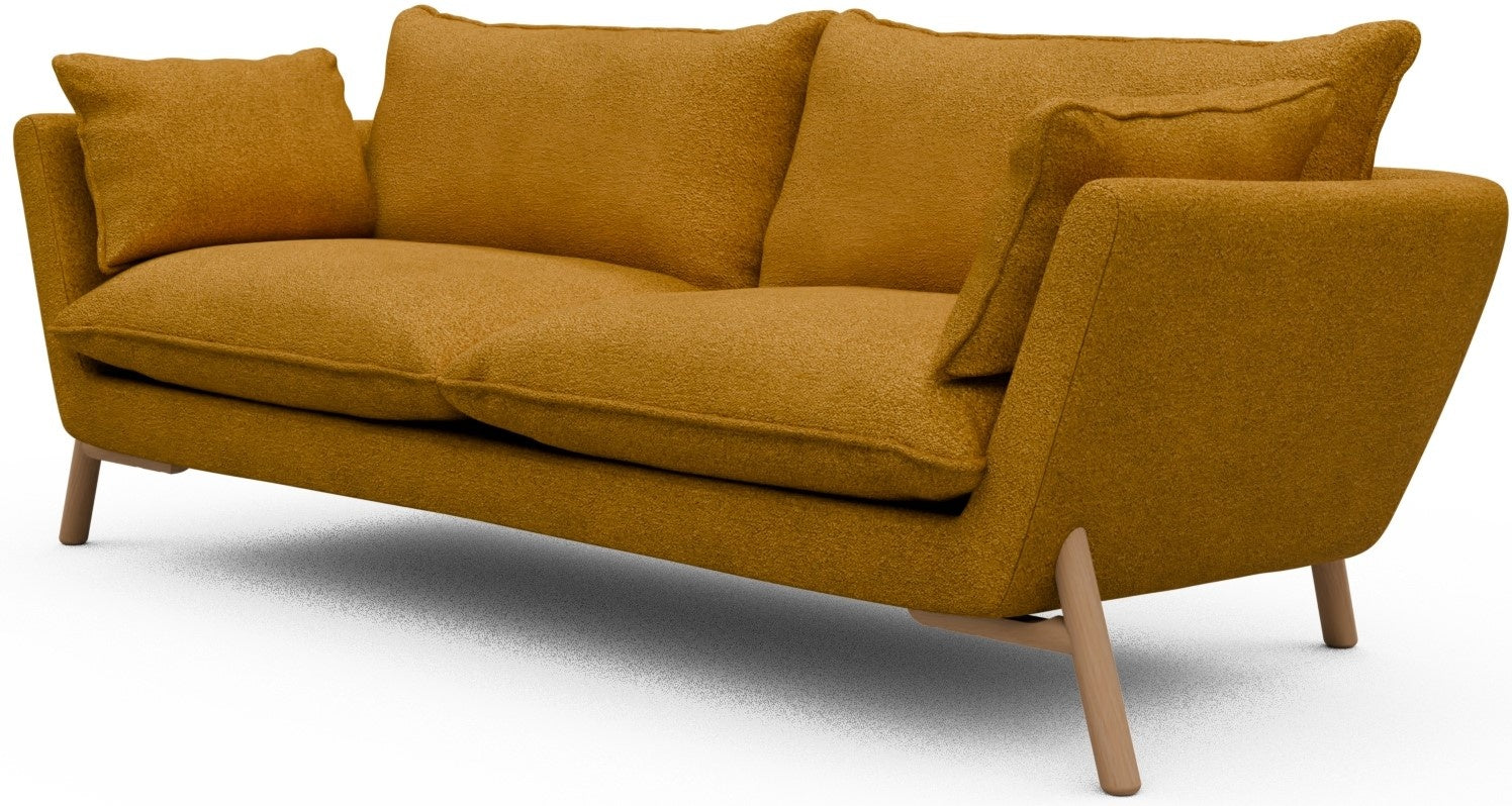 Kragelund Hasle 3-zits Bank Oker Bouclé   Eiken