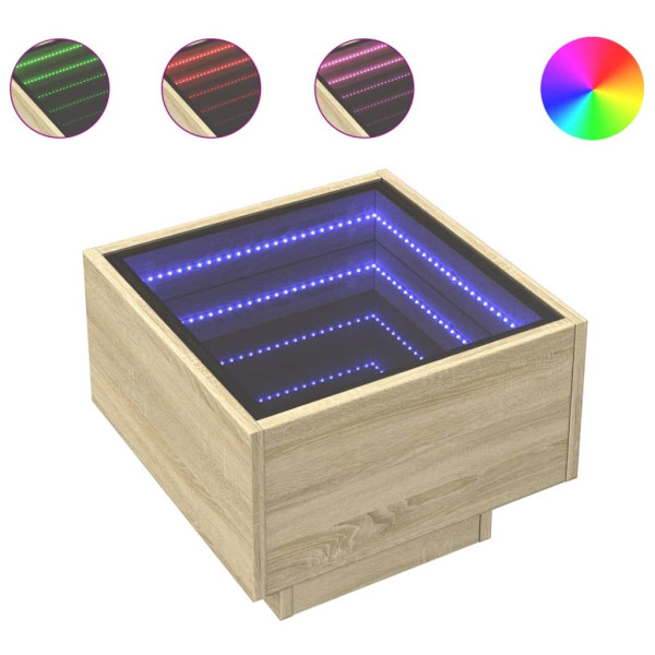 Szafka Nocna Stolik Komoda Brązowa z LED Do Sypialni 40x40x30 cm