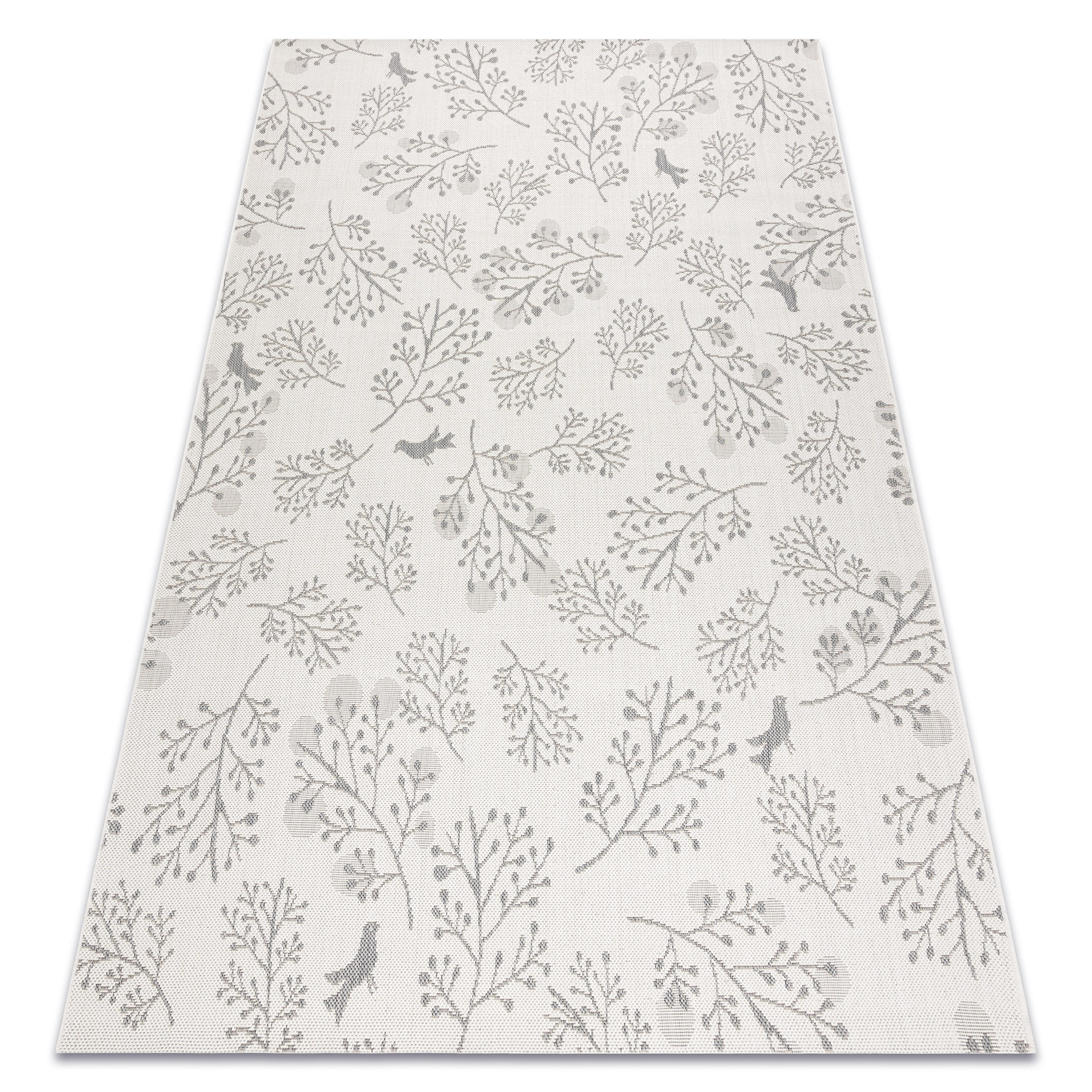Dywan SZNURKOWY SIZAL FLAT 48774/367 Listki Ptaszki krem szary 80x150 cm