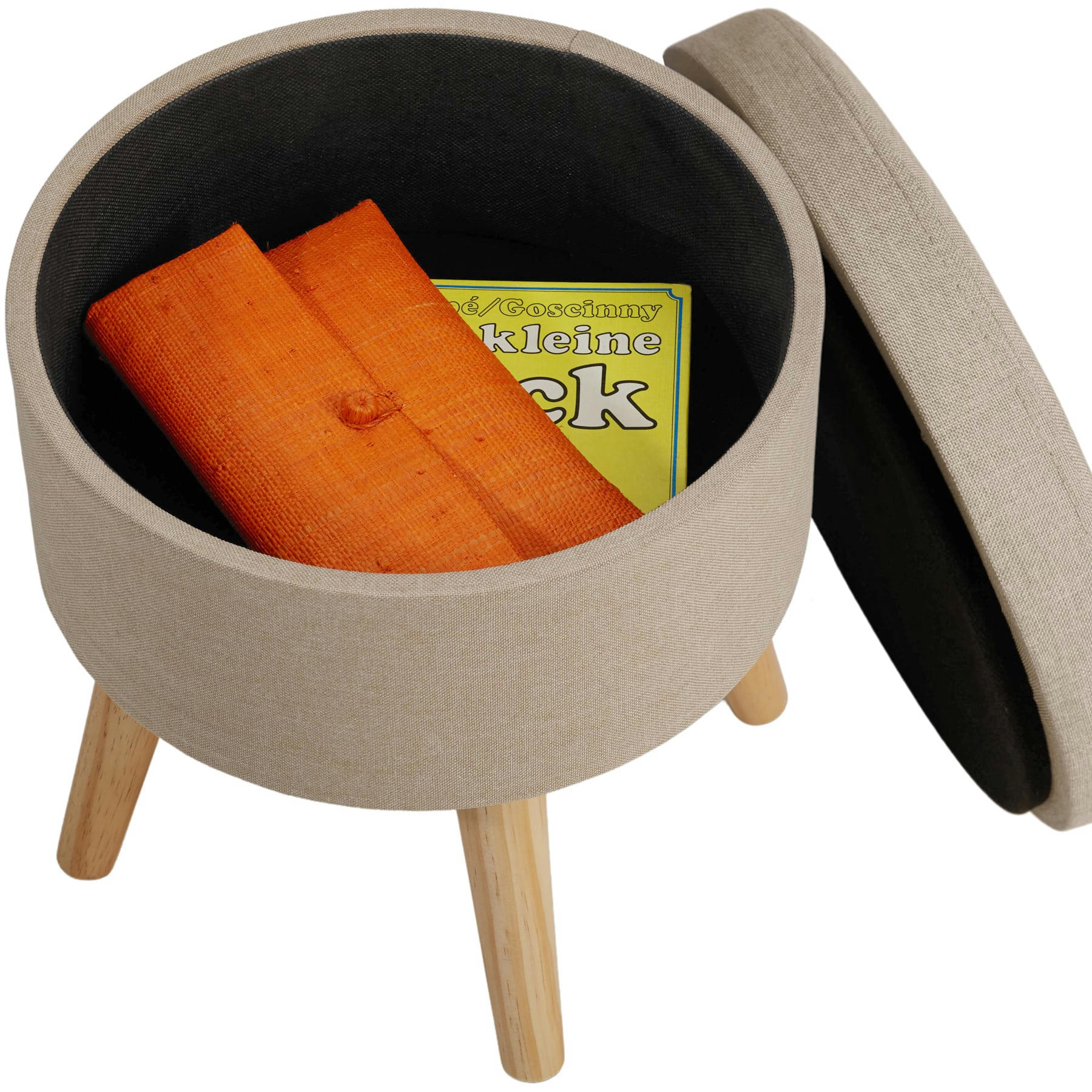 - Banc Tabouret Coffre de rangement Rond sable