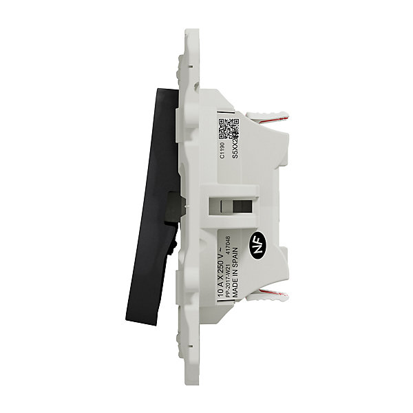 Interrupteur double va-et-vient connexion rapide à vis Schneider Electric Odace anthracite