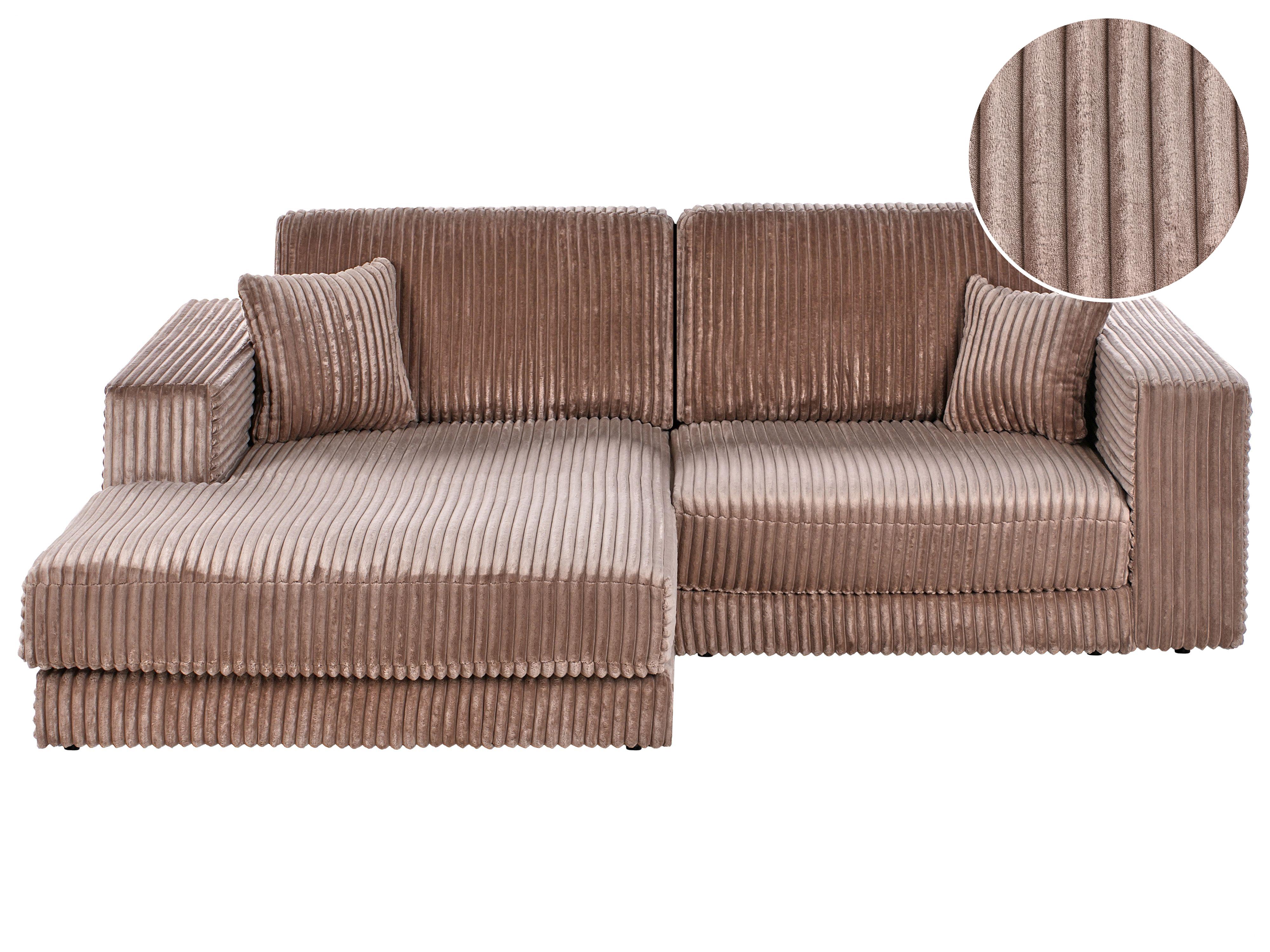 Corner Sofa 3 Seater LOFOTEN Corduroy Light Brown Right Hand