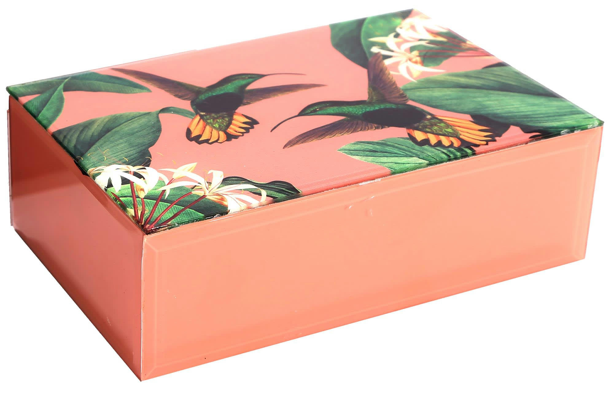 - Boite à bijoux oiseaux 20 x 13 x 6.5 cm rose