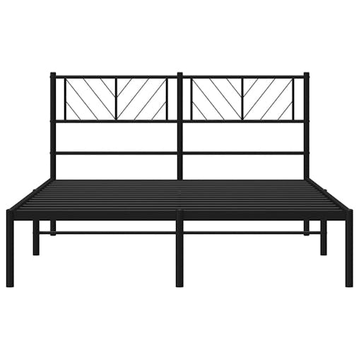 NNEVL Metal Bed Frame with Headboard Black 150x200 cm
