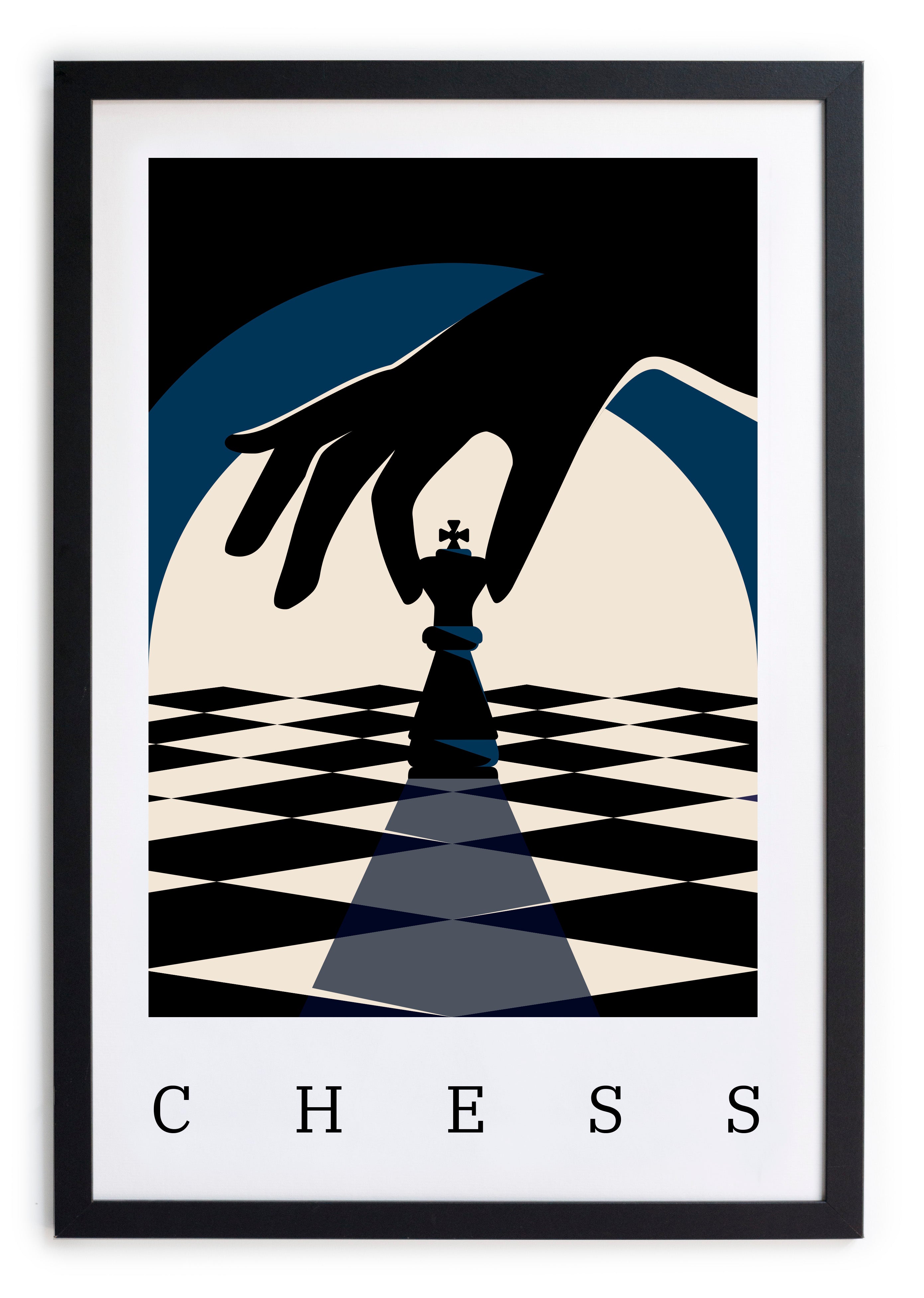Zwarte lijst met kader 40x30 schaak poster