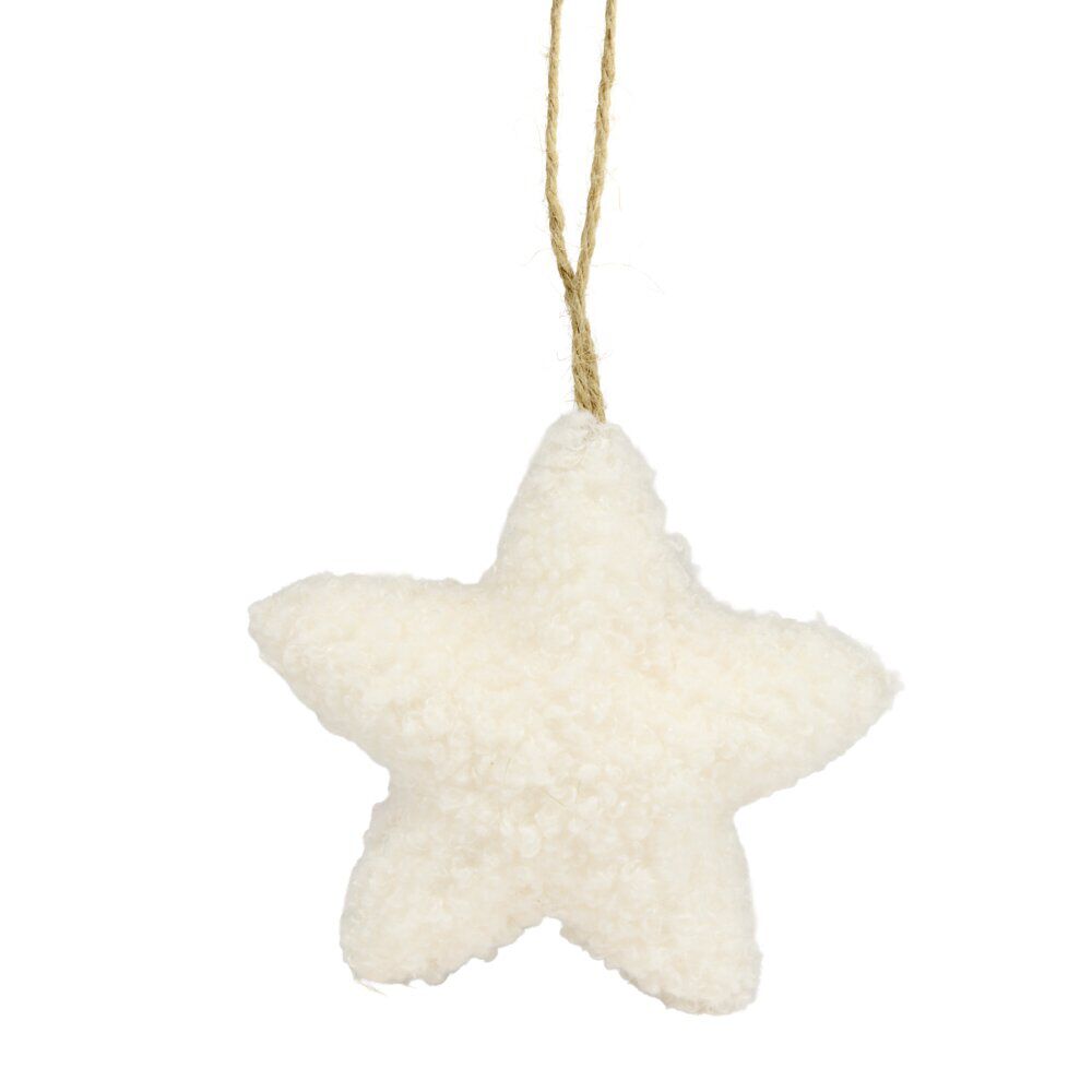 étoile de No&euml;l bouclette à suspendre Ø8cm (2 modèles)