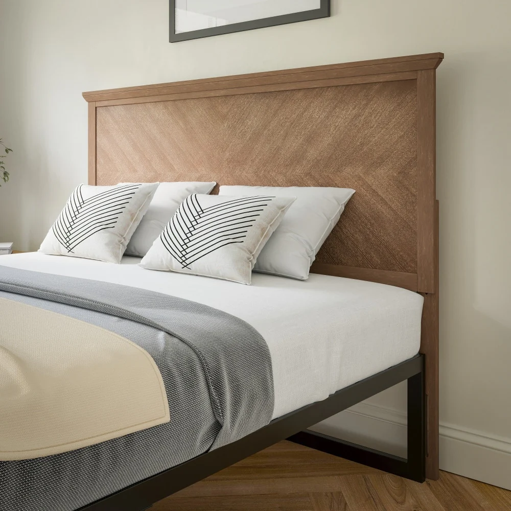 Contemporary Herringbone Patterned Headboard Only