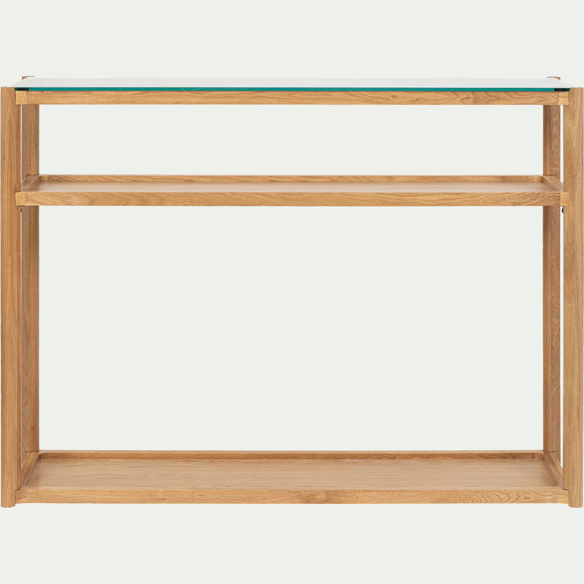 QUADRAT - Console en bois et verre trempé l120cm - bois clair
