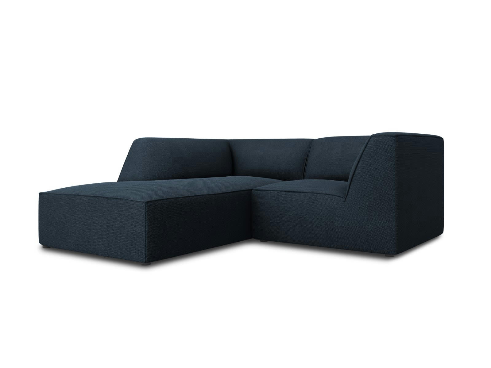 RUBY - Canapé d'angle gauche 3 places en tissu structurel bleu marine