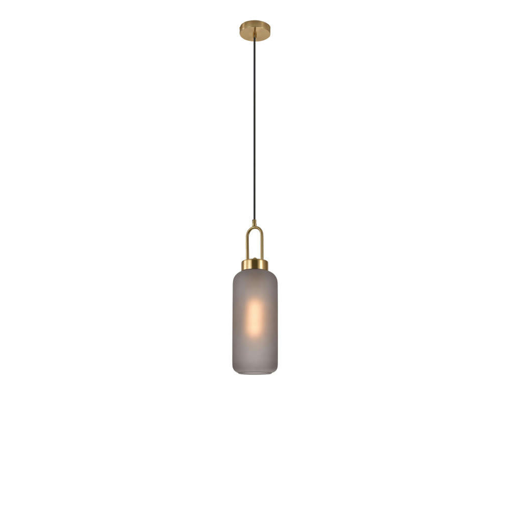 LUTON - Suspension cylindrique en verre gris fumé