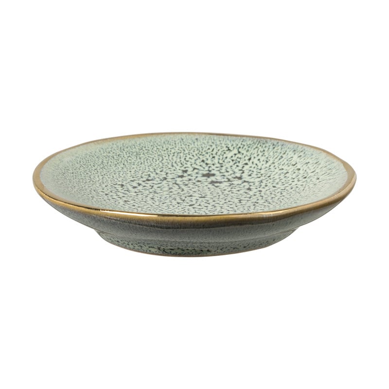 Schoteltje met gouden rand - groen - &Oslash;9 cm