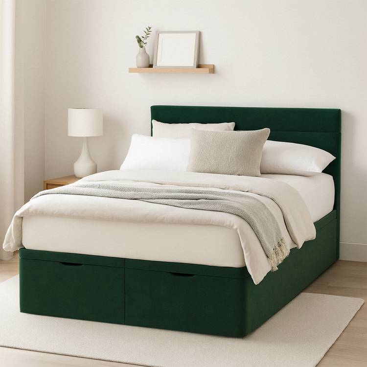 Millbrook Miller Double Fabric End Lift Ottoman Bed - Green