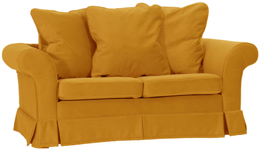 ESTELLA 140 - żółta sofa dwuosobowa z funkcją spania