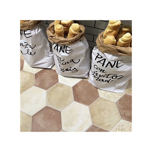 Carrelage sol / mur hexagonal effet ciment vieilli beige 25x21,6 cm TERRA AVORIO HEXAGONAL