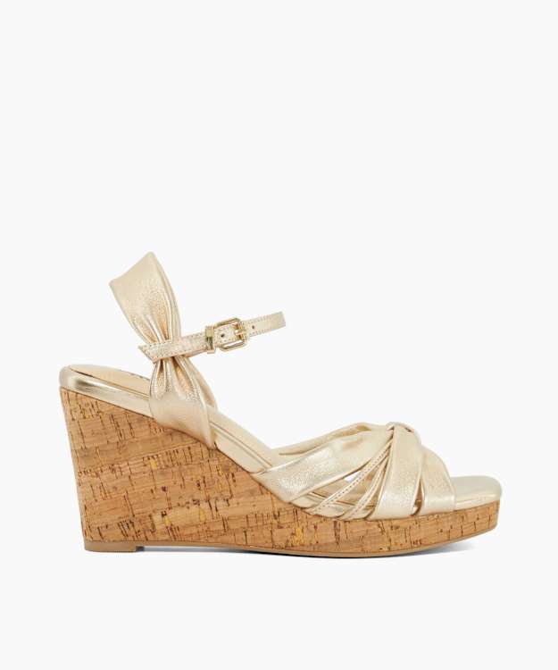 Kander Gold - Cork Wedge Heel Sandals