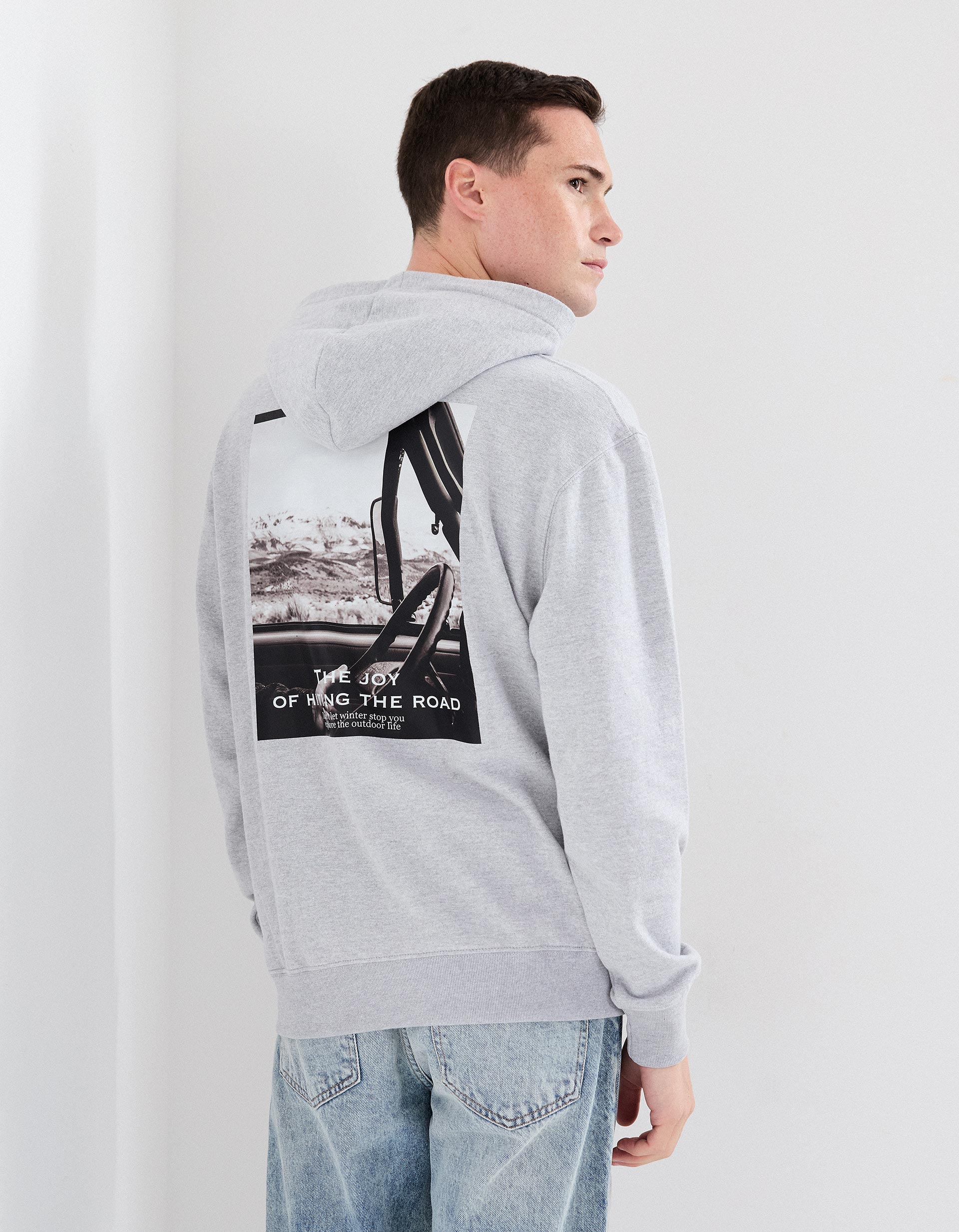Sweatshirt com Capuz, Homem, Cinzento Claro