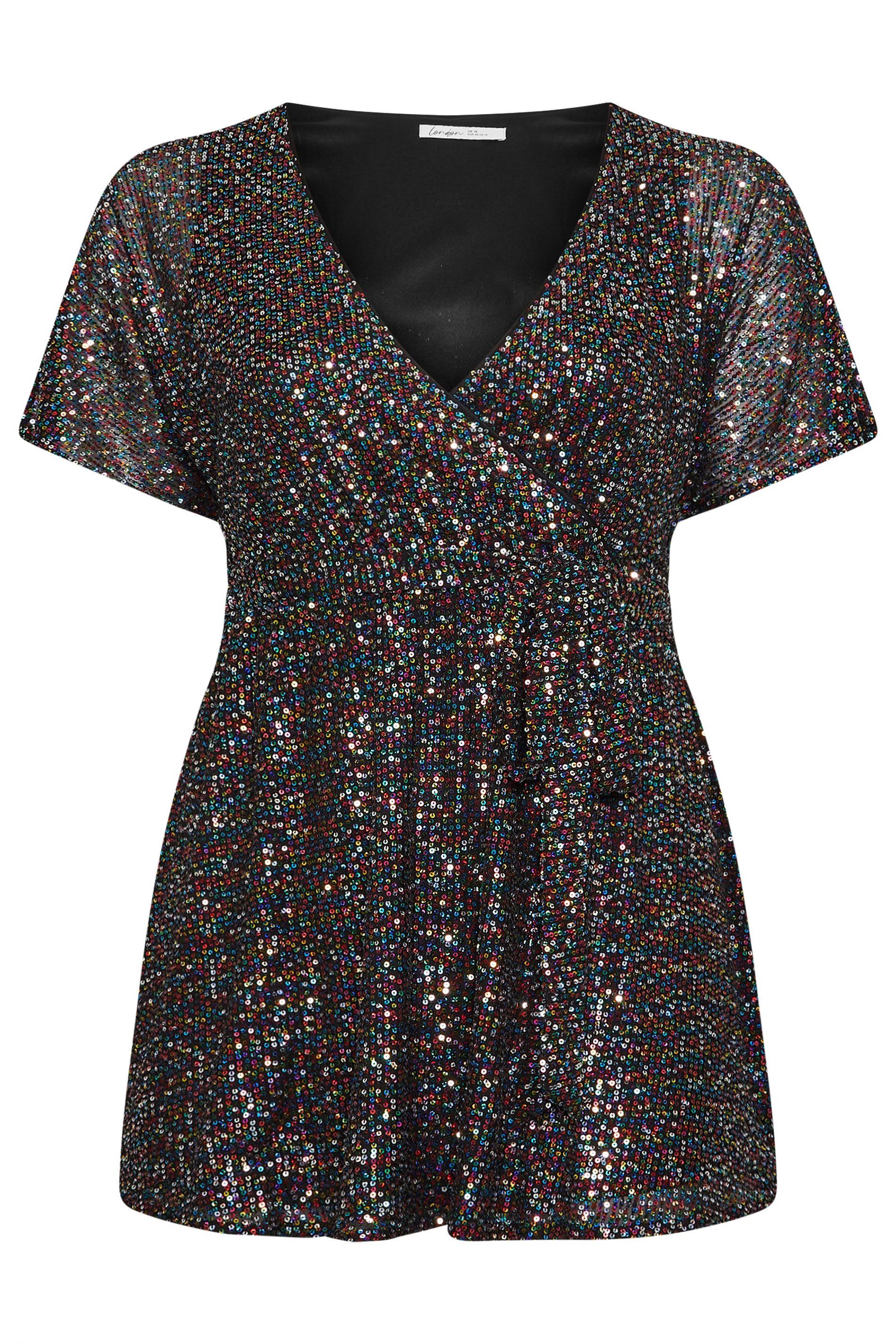 Yours Wrap Sequin Top