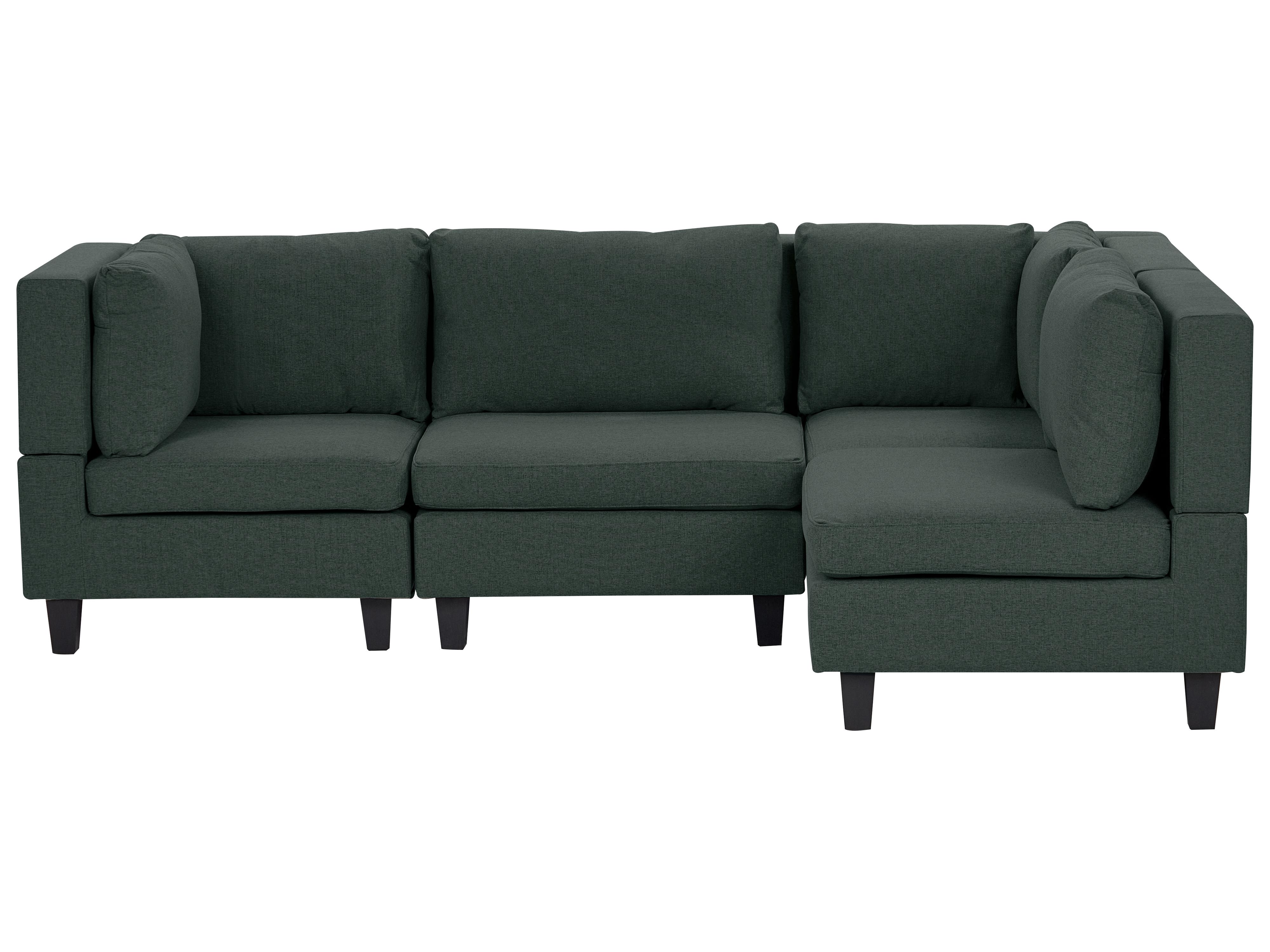 Modular Corner Sofa 4 Seater UNSTAD Fabric Dark Green Left Hand