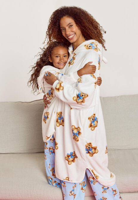 Girls Cream Bear Print Zip Through Blanket