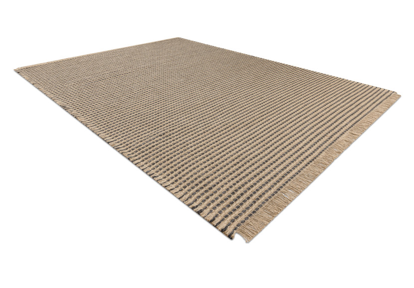 Dywan JUTE 3652 czarny / beż linie - jutowy, płaskotkany, 60x100 cm