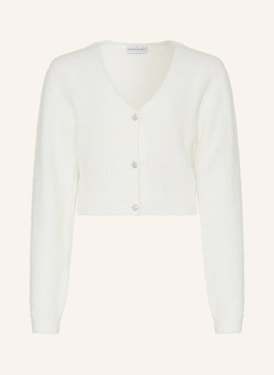 DANAMADE Cropped-Strickjacke mit Schmucksteinen