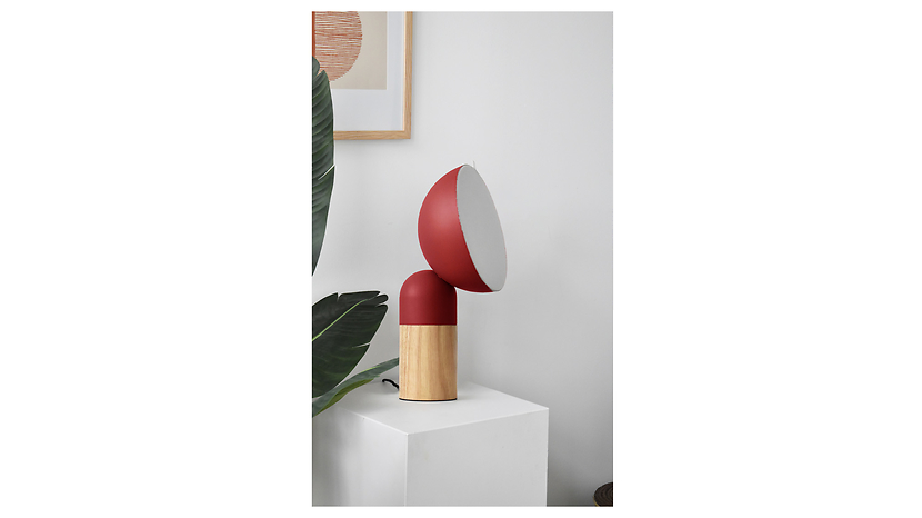 Lampa stołowa Max metalowa czerwono-beżowa